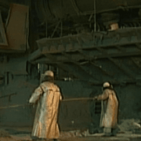 Mise en veilleuse du haut fourneau 6 de Seraing en 2008